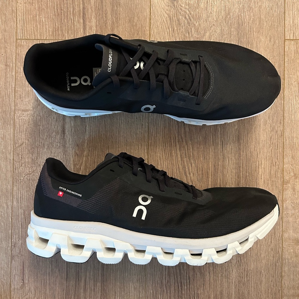 On Running Black and White Athletic Shoes